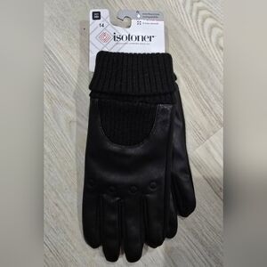 Isotoner Signature Men's Artificial Leather Driver Touchscreen Gloves Size M NWT